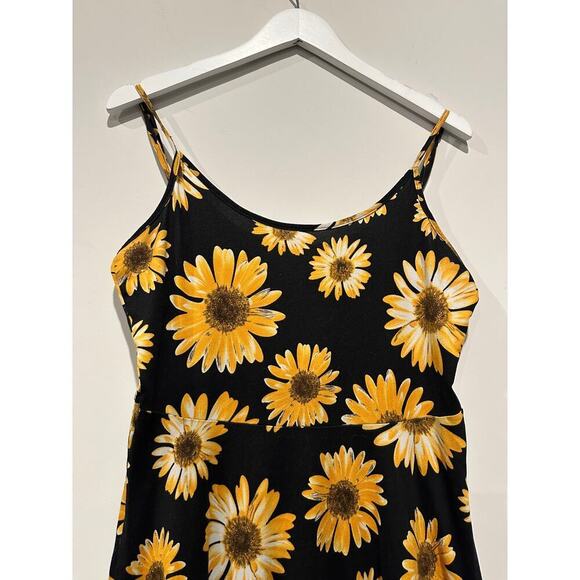 Unique Size 8 Spaghetti Strap Mini A-Line Dress Sunflower Floral Yellow Summer - Picture 2 of 10